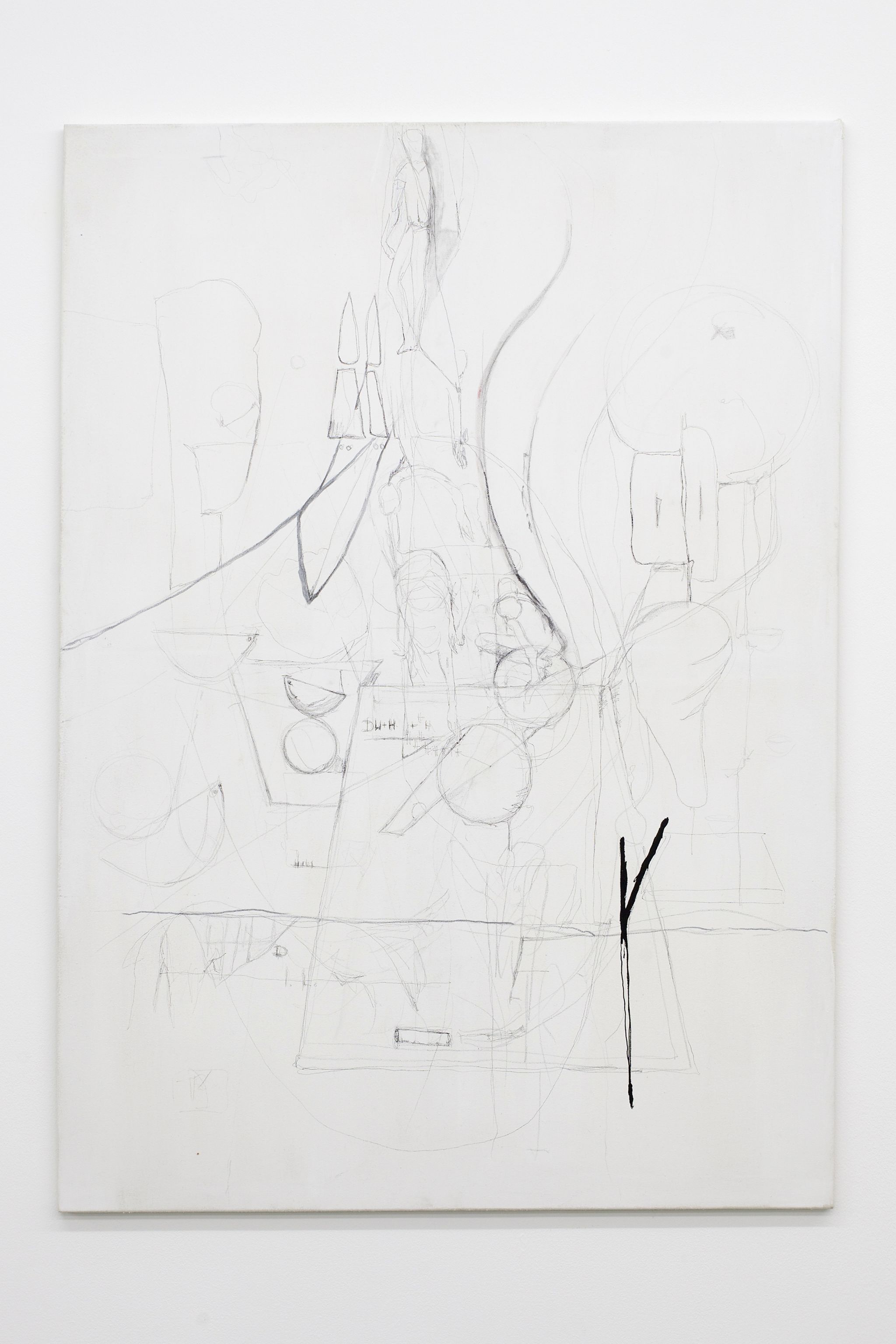 Anne Imhof, Y, 2014, Oil, acrylics, pencil, ink on bourette silk, 140 ⁠× ⁠100 ⁠⁠cm