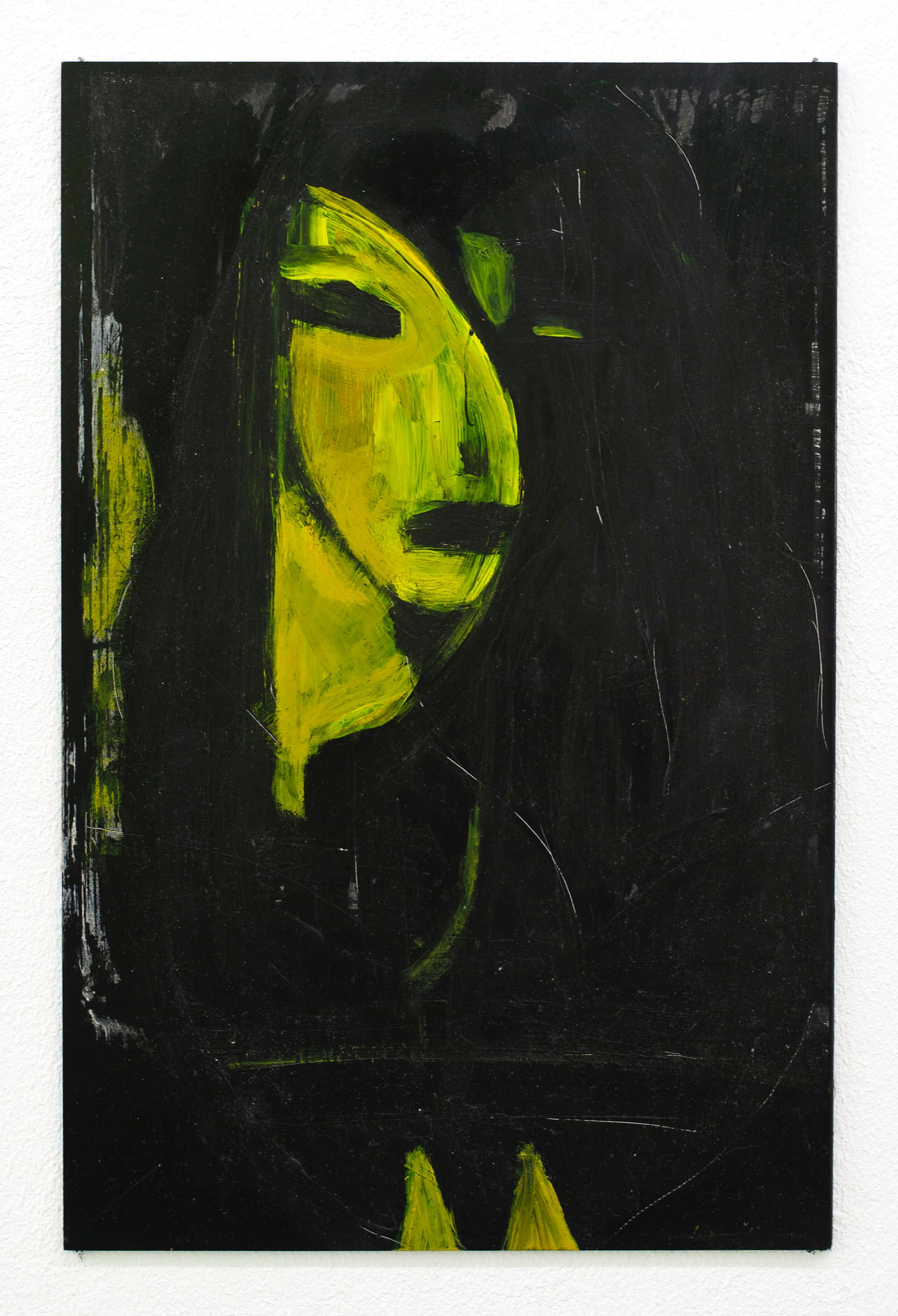 Anne Imhof, Die Gelbe, 2014, Black dibond, acrylics, etching, 42.5 ⁠× ⁠30 ⁠⁠cm