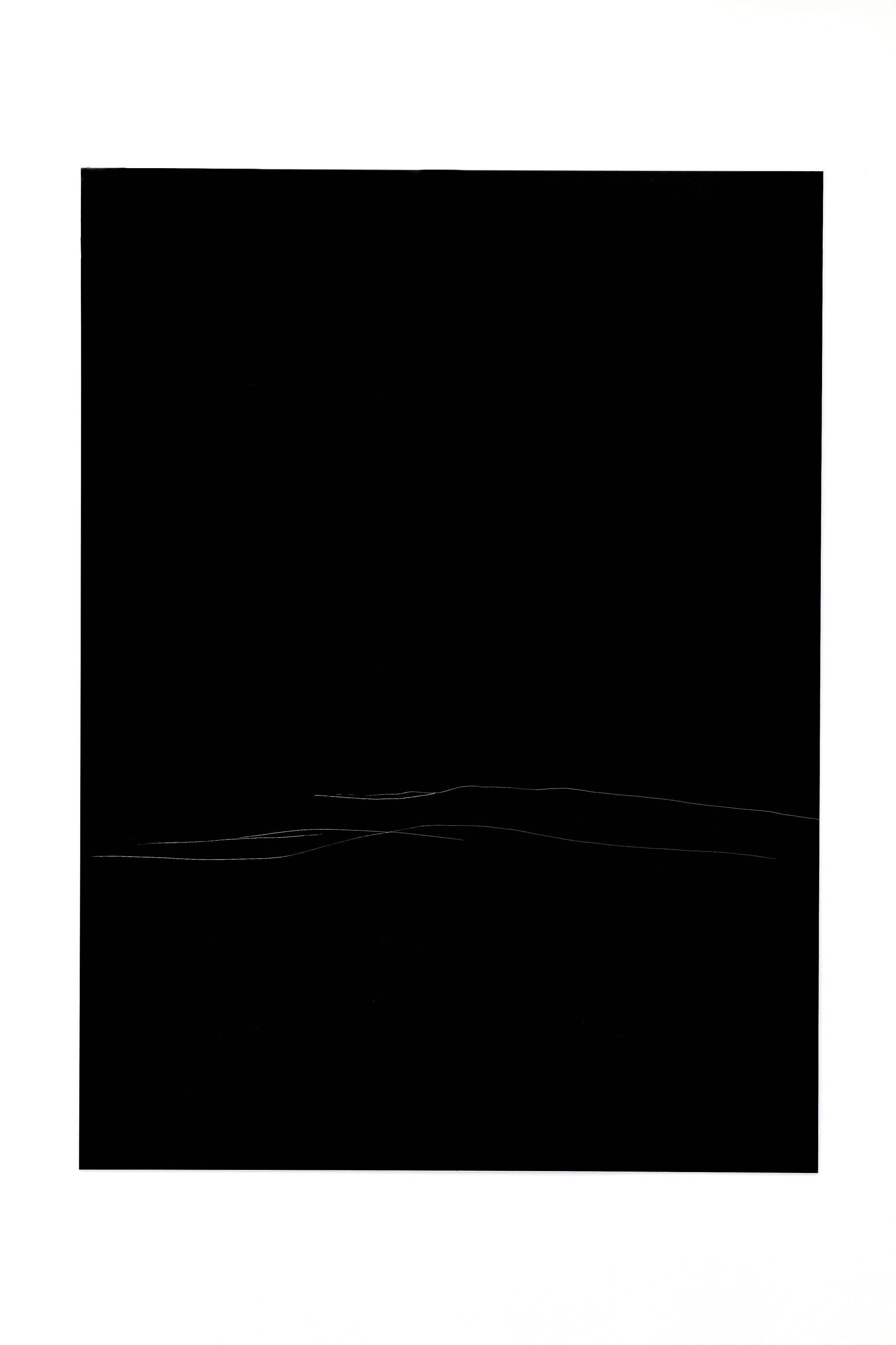 Anne Imhof, Horizont III, 2014, Black dibond, etching, 135 ⁠× ⁠100 ⁠⁠cm