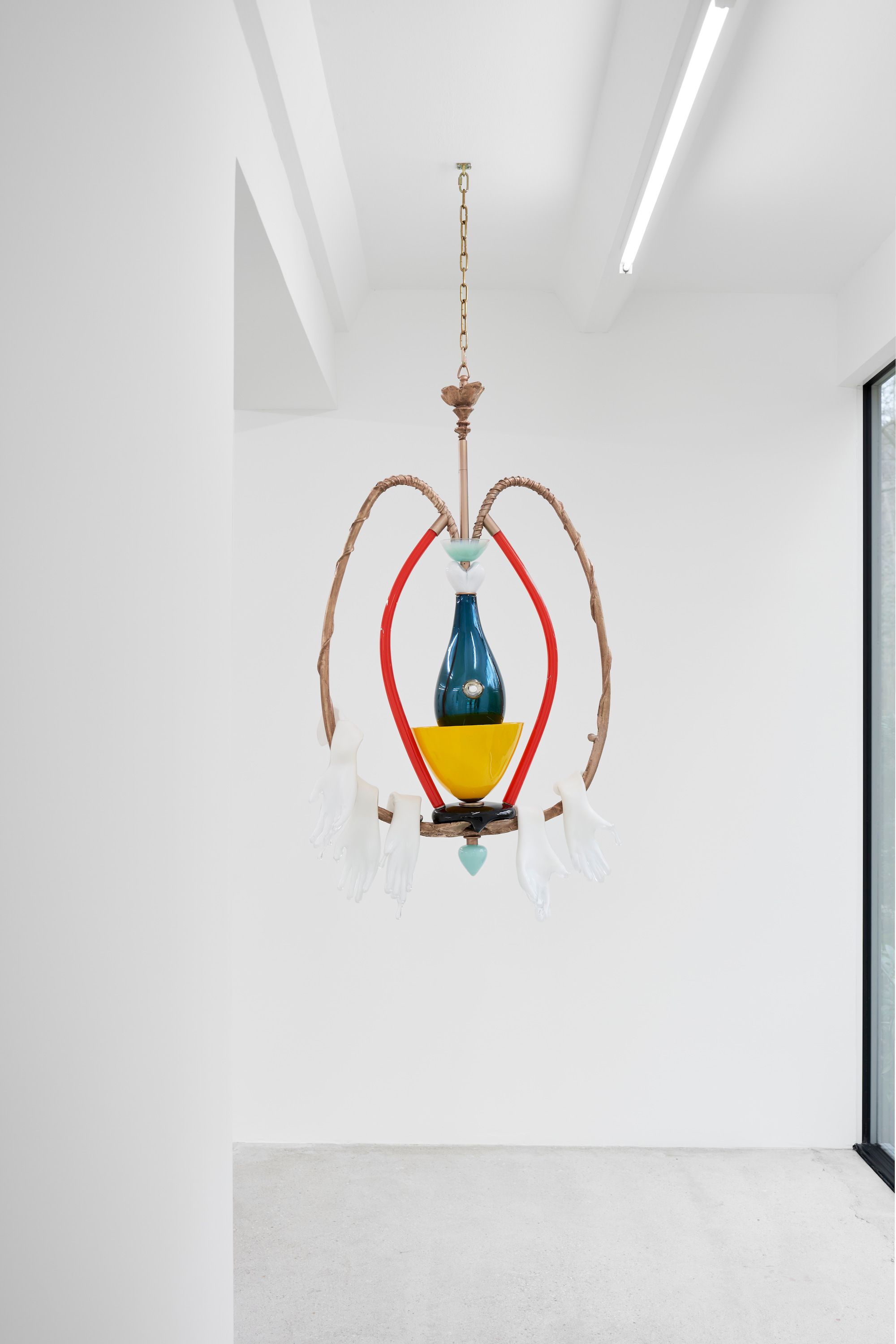 Eric Sidner, Drops, 2022, Glass, bronze, brass, 145 ⁠× ⁠85 ⁠× ⁠32 ⁠⁠cm