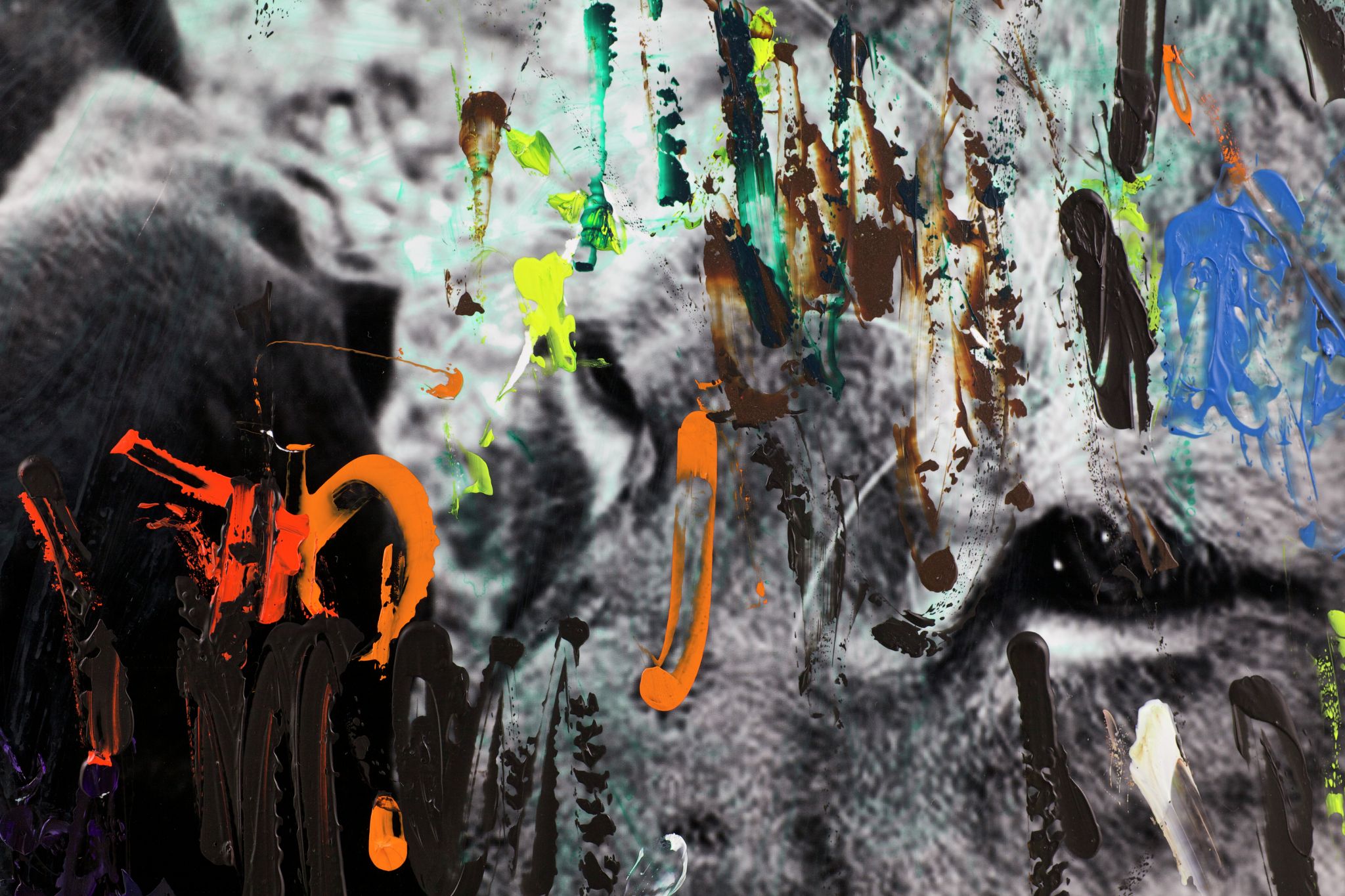 Henrik Olesen, Hund / Löwe (detail), 2014, Collage auf MDF, C-Print, Acrylfarbe, Dispersion, 140 ⁠× ⁠110 ⁠⁠cm