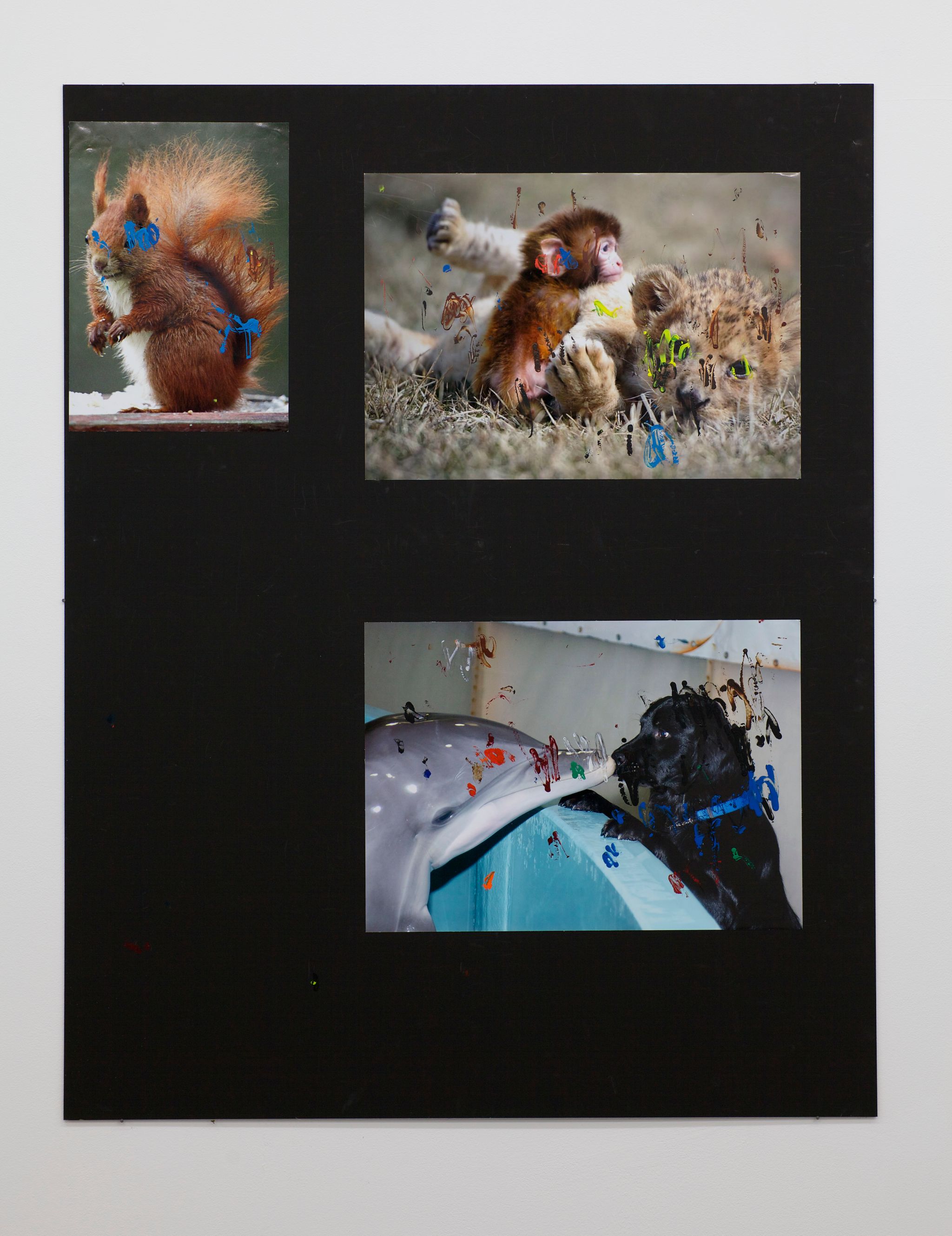 Henrik Olesen, Eichhörnchen, 2014, Collage auf MDF, C-Print, Acrylfarbe, Dispersion, 140 ⁠× ⁠110 ⁠⁠cm