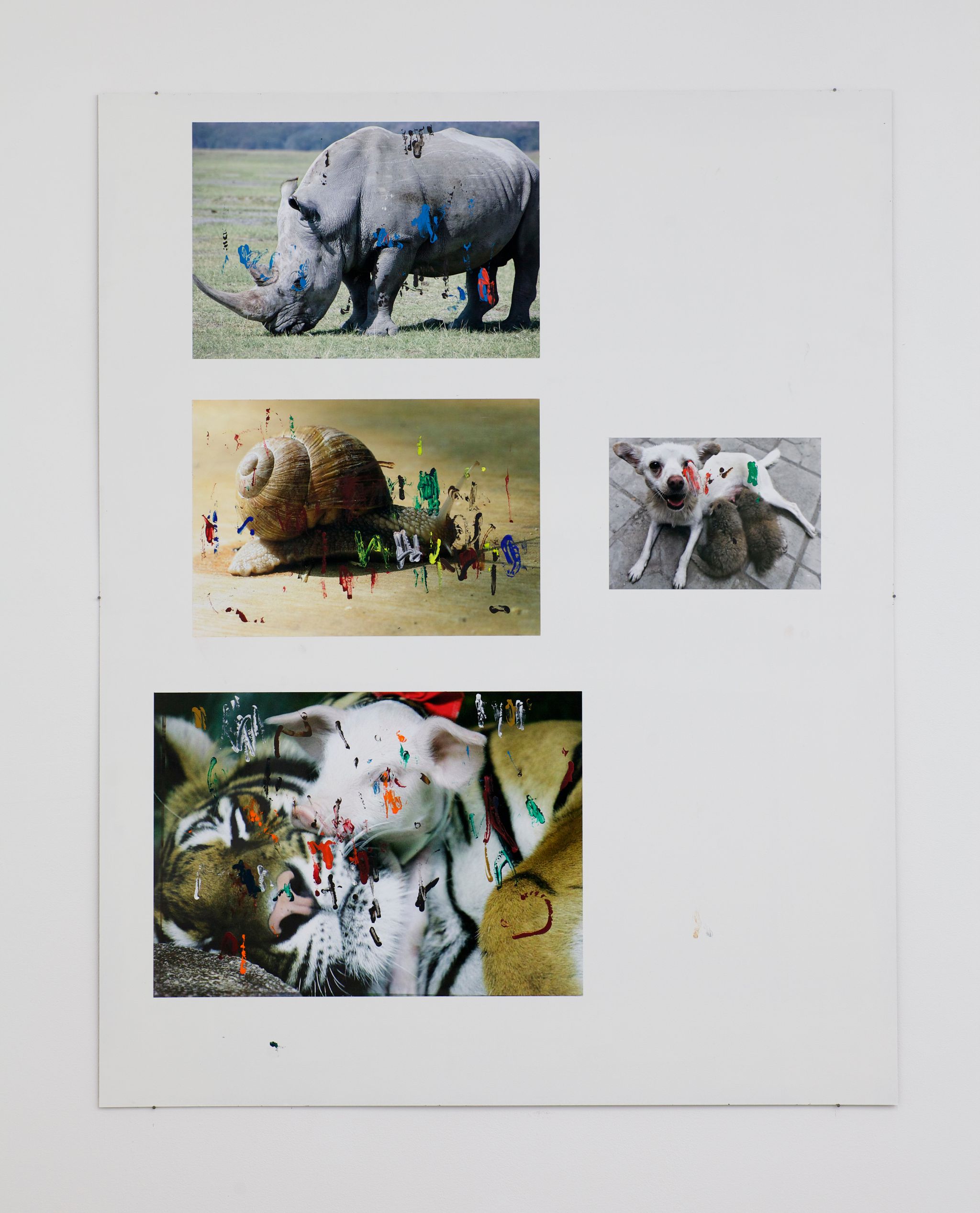 Henrik Olesen, Nashorn, 2014, Collage auf MDF, C-Print, Acrylfarbe, Gesso Primer, 140 ⁠× ⁠110 ⁠⁠cm