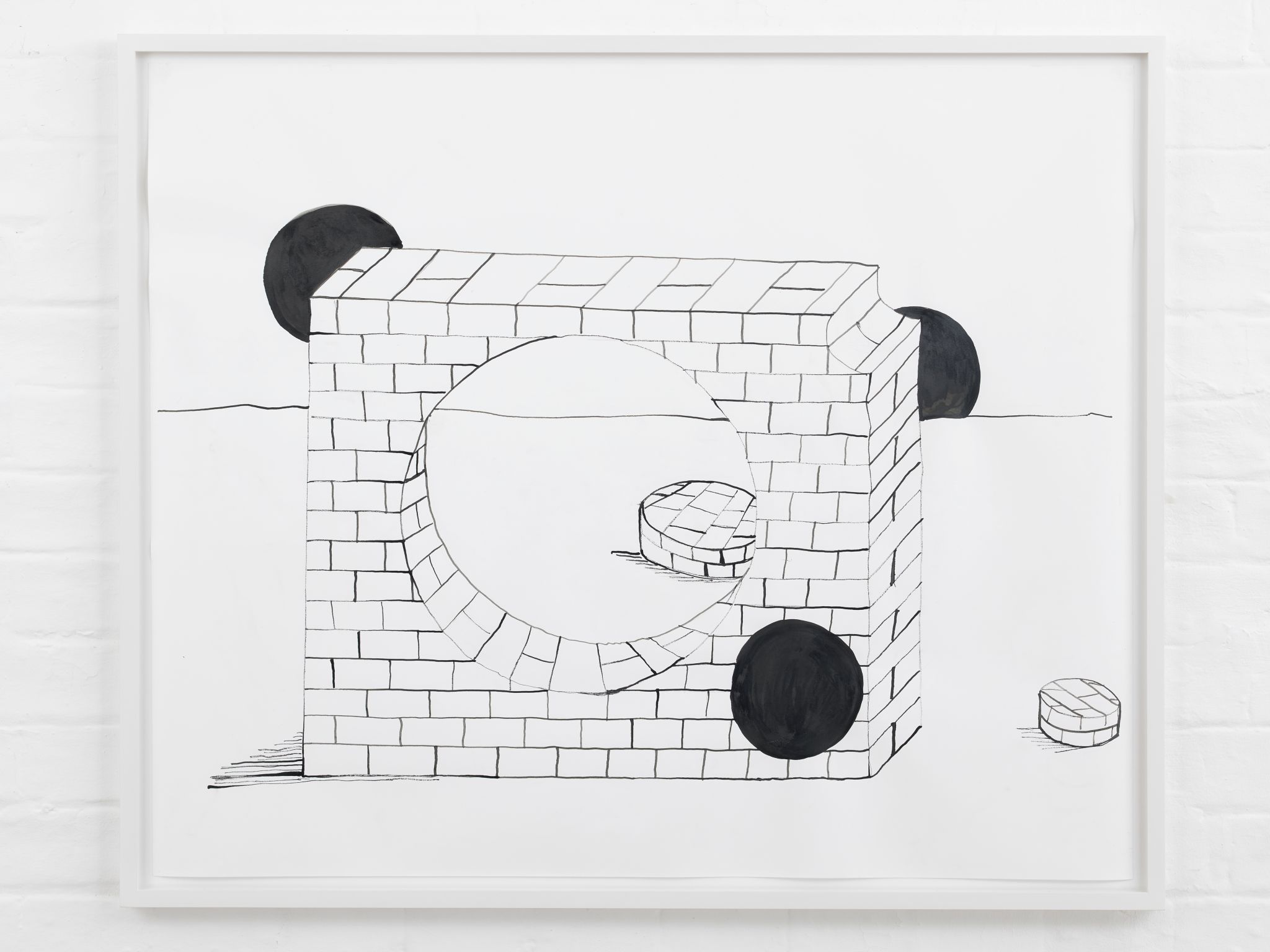 Judith Hopf, Wall 3, 2019, India ink on paper, 74 ⁠× ⁠89 ⁠⁠cm