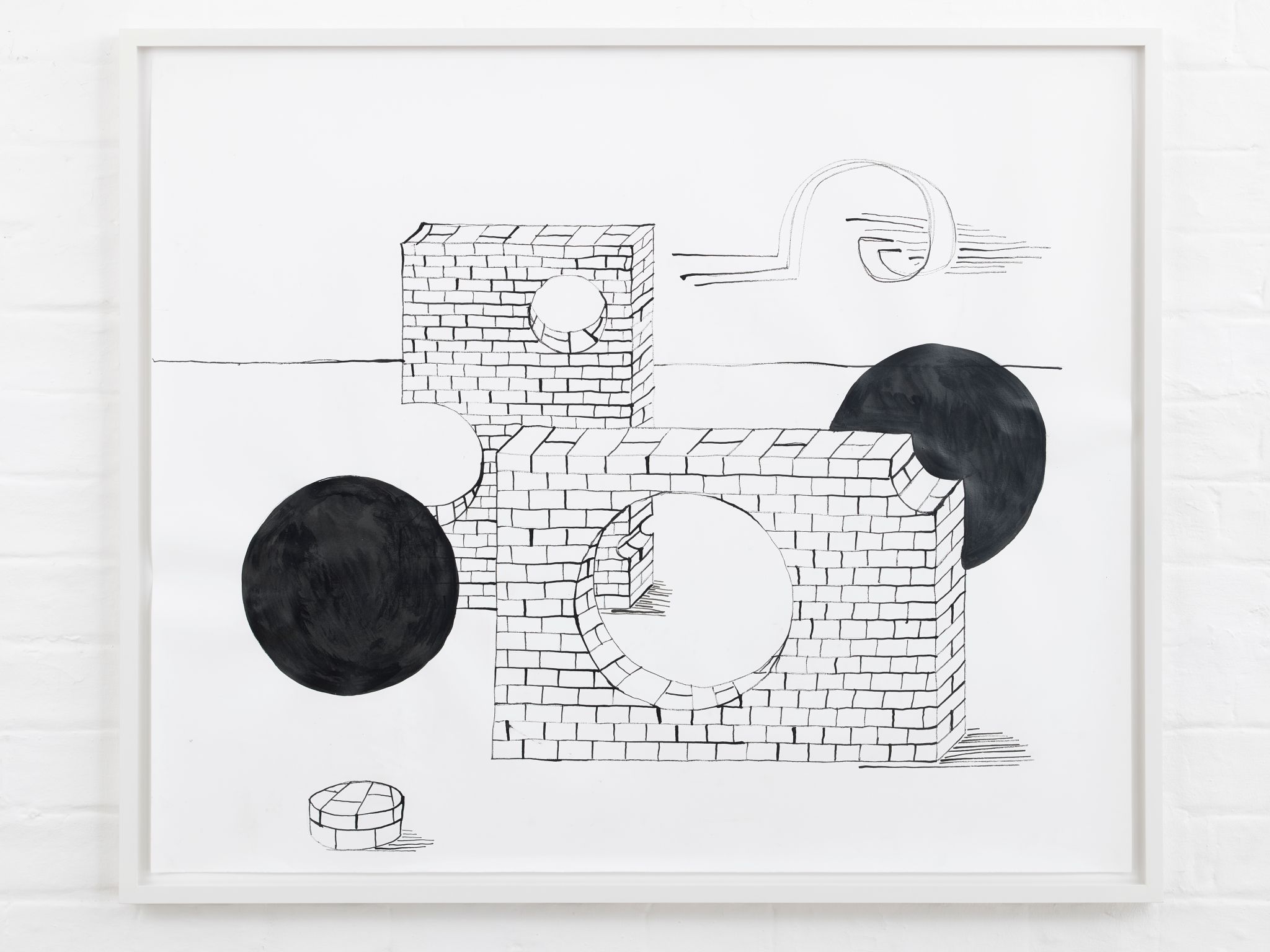 Judith Hopf, Wall 4, 2019, India ink on paper, 74 ⁠× ⁠89 ⁠⁠cm