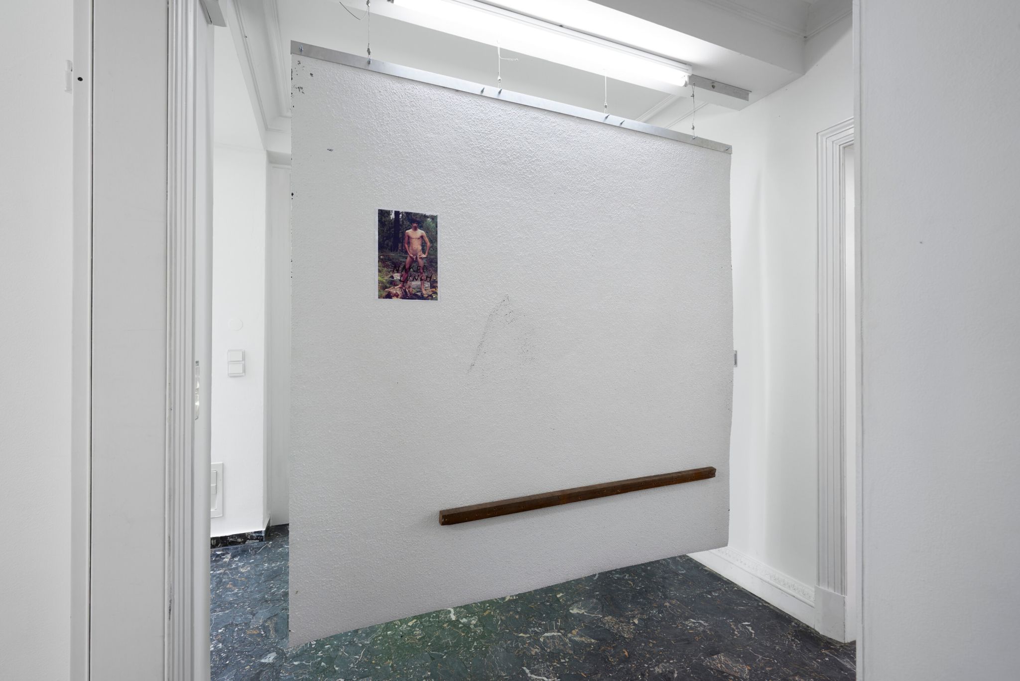 Gerry Bibby and Henrik Olesen, Naked Lunch, 2016, Carpet, paint, steel, aluminium, wood, photocopy, 180 ⁠× ⁠180 ⁠⁠cm