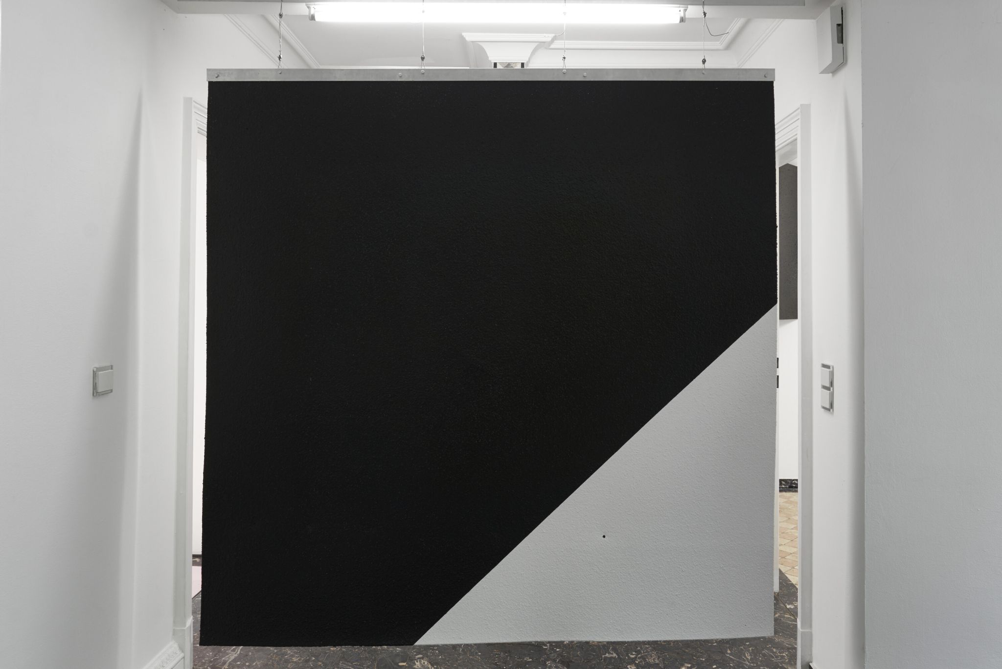 Gerry Bibby and Henrik Olesen, Naked Lunch, 2016, Carpet, paint, steel, aluminium, wood, photocopy, 180 ⁠× ⁠180 ⁠⁠cm