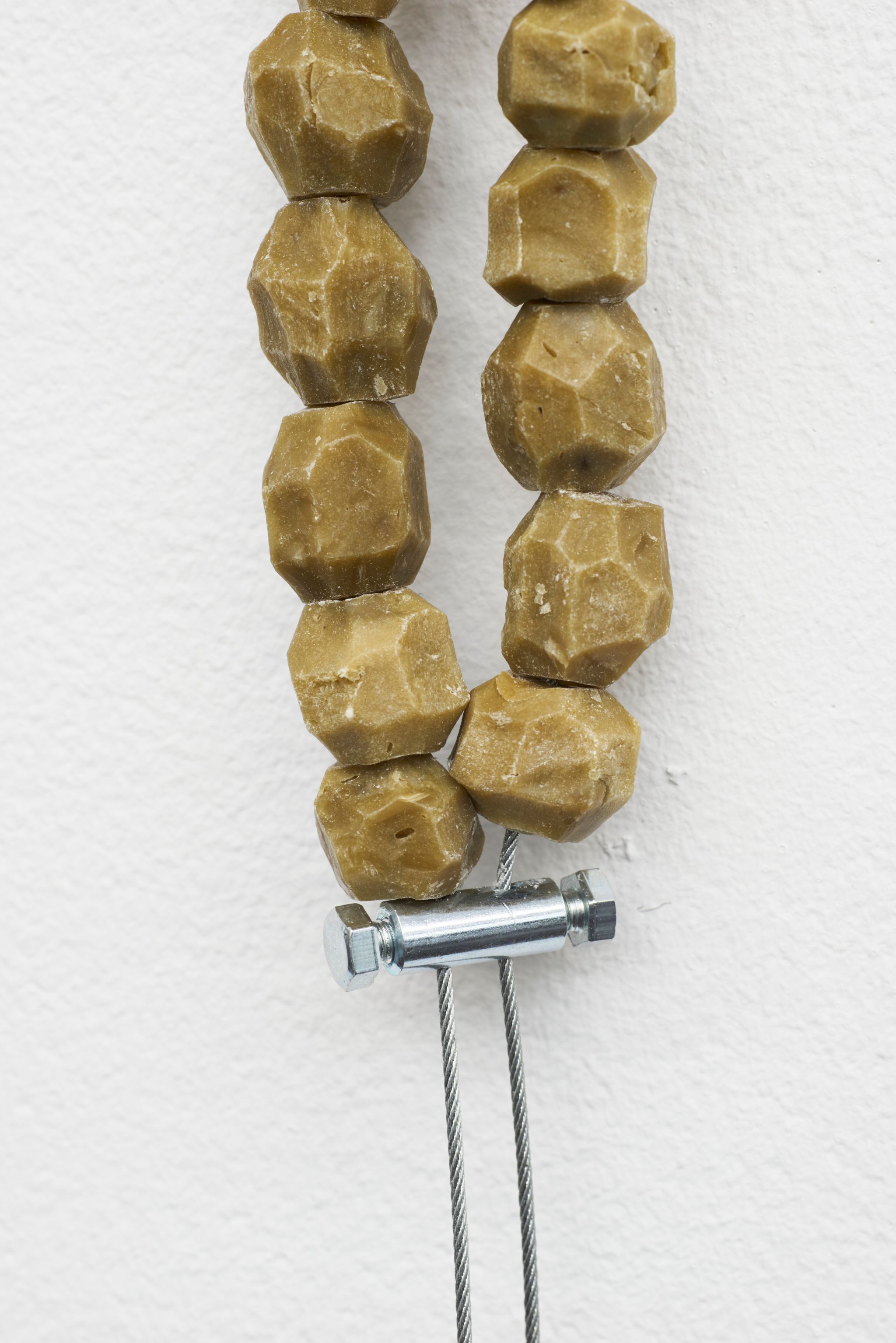 Davide Stucchi, Necklace (Koboloi) I (detail), 2017, Soap beads, iron wire, 161 ⁠× ⁠7 ⁠× ⁠4 ⁠⁠cm