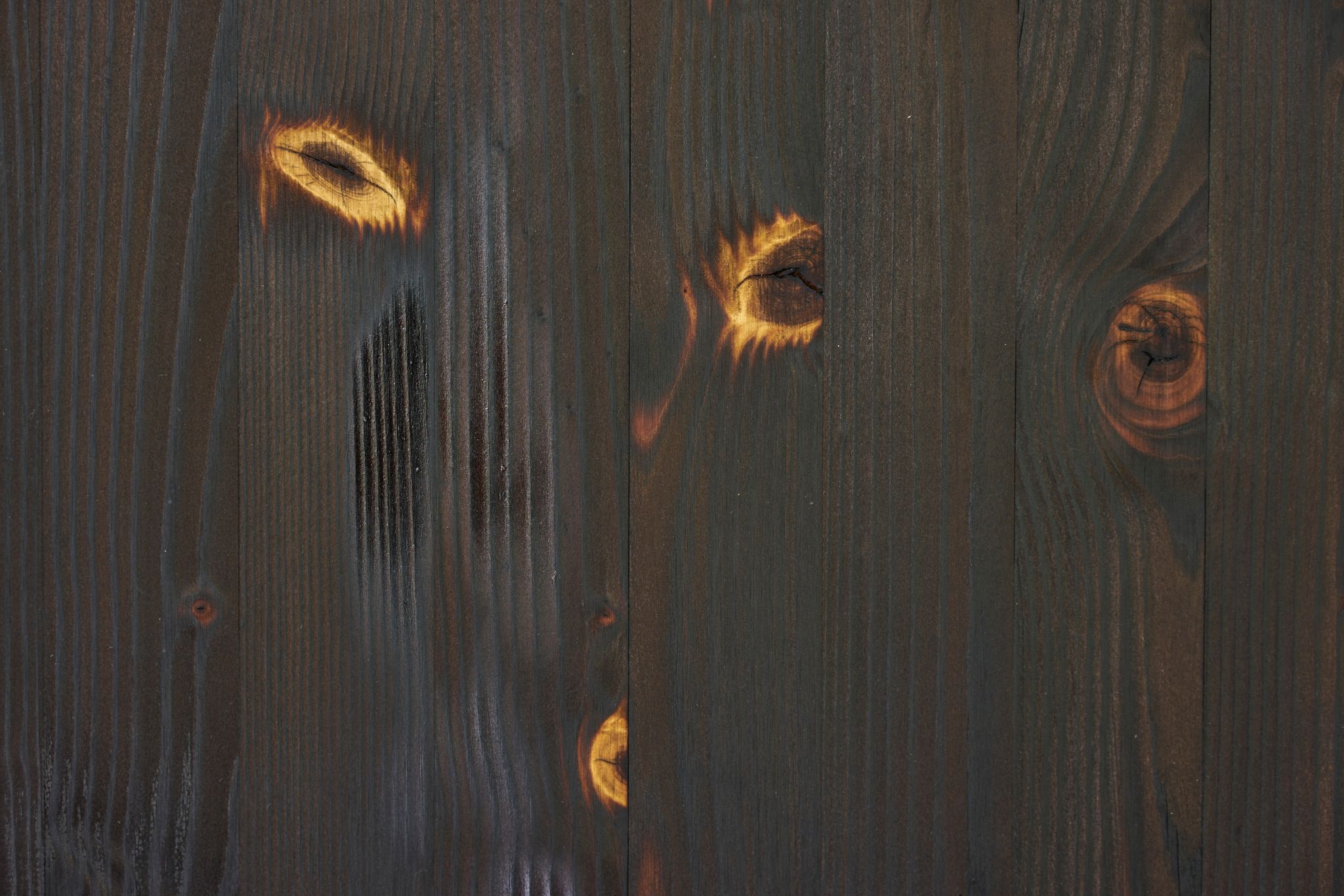 Davide Stucchi, Heat dispersion (Black Afgano) III (detail), 2017, Burnt wood, 74 ⁠× ⁠50 ⁠× ⁠191 ⁠⁠cm