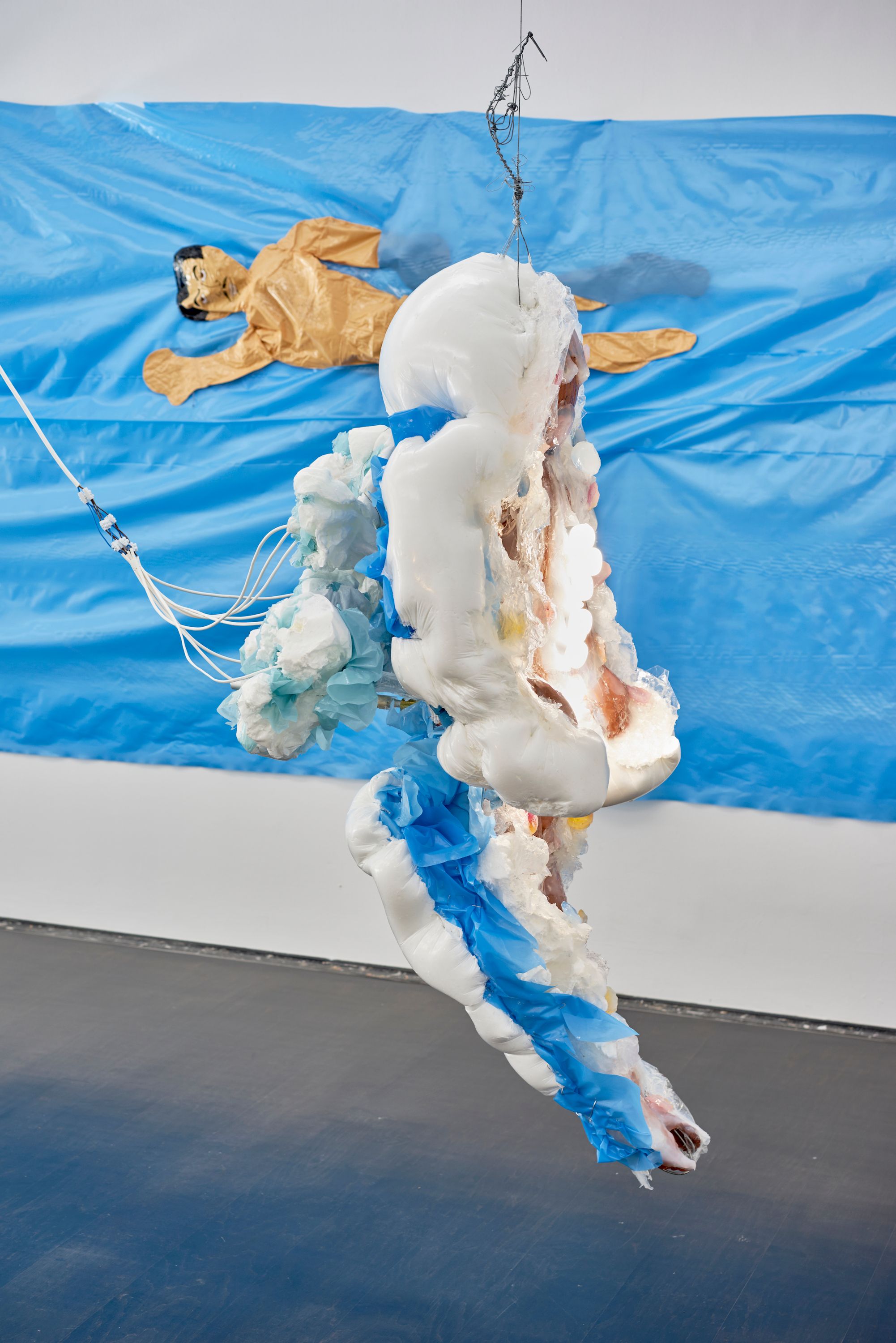 Eric Sidner, Hanging Man 2, 2016, Plastic, foam, metal, wire, tape, 153 ⁠× ⁠87 ⁠× ⁠109 ⁠⁠cm