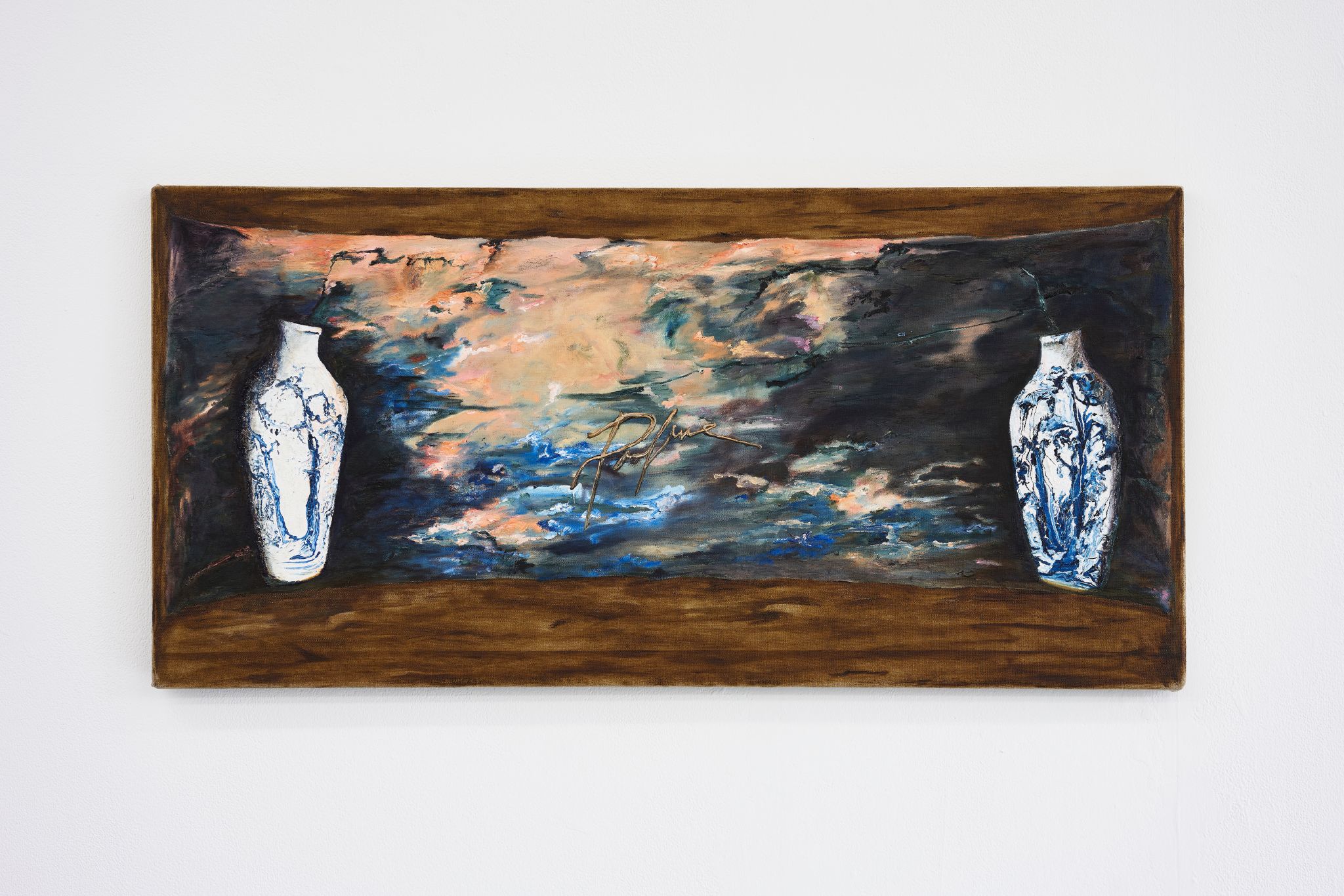 Vera Palme, Still Lifes (IX), 2019, Oil on burlap, 46 ⁠× ⁠95 ⁠⁠cm