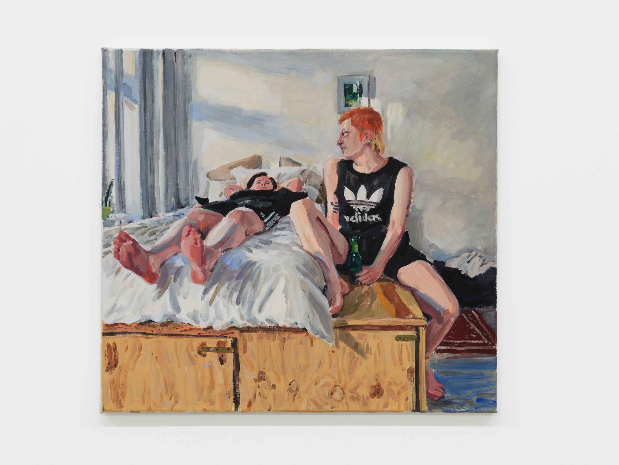 Elizabeth Ravn, Magdo and Lucci (Neukölln Bed) II, 2022, Oil on canvas, 55 ⁠× ⁠60 ⁠⁠cm