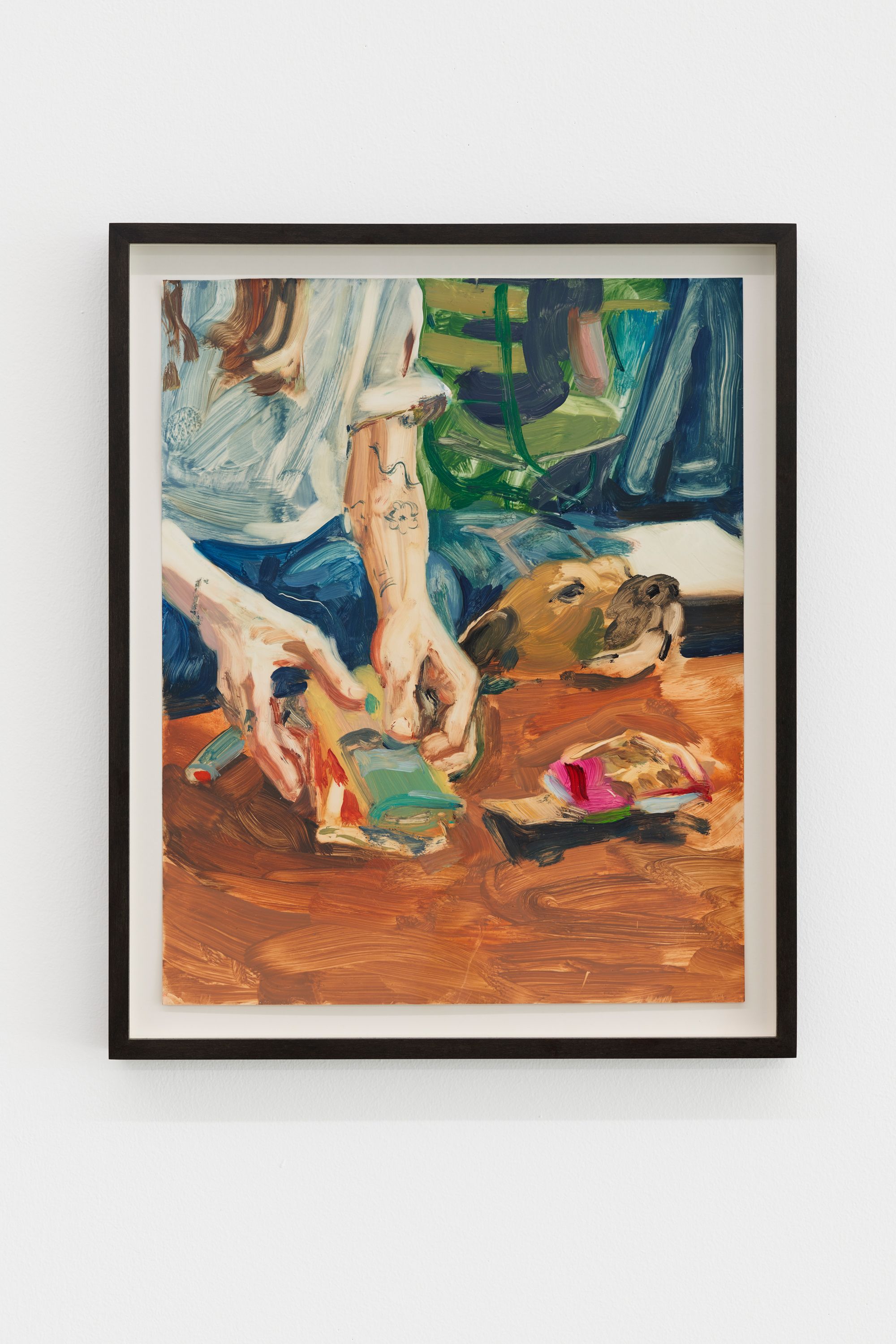 Elizabeth Ravn, On the table, 2022, Oil on YUPO paper, 35.5 ⁠× ⁠27.5 ⁠⁠cm, 40 ⁠× ⁠30 ⁠cm (framed)