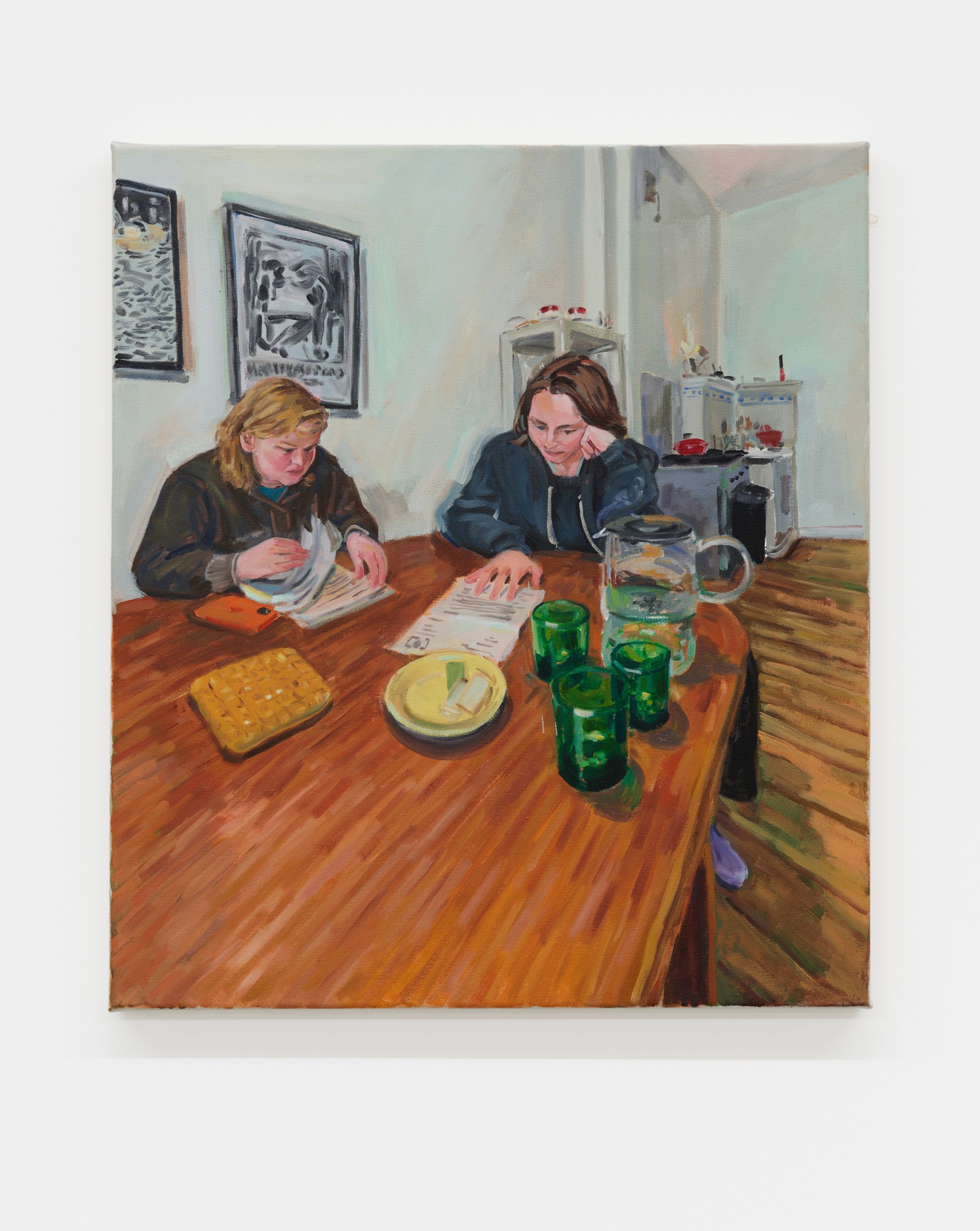 Elizabeth Ravn, We’re calling the Mieterverein, 2023, Oil on canvas, 80 ⁠× ⁠70 ⁠⁠cm