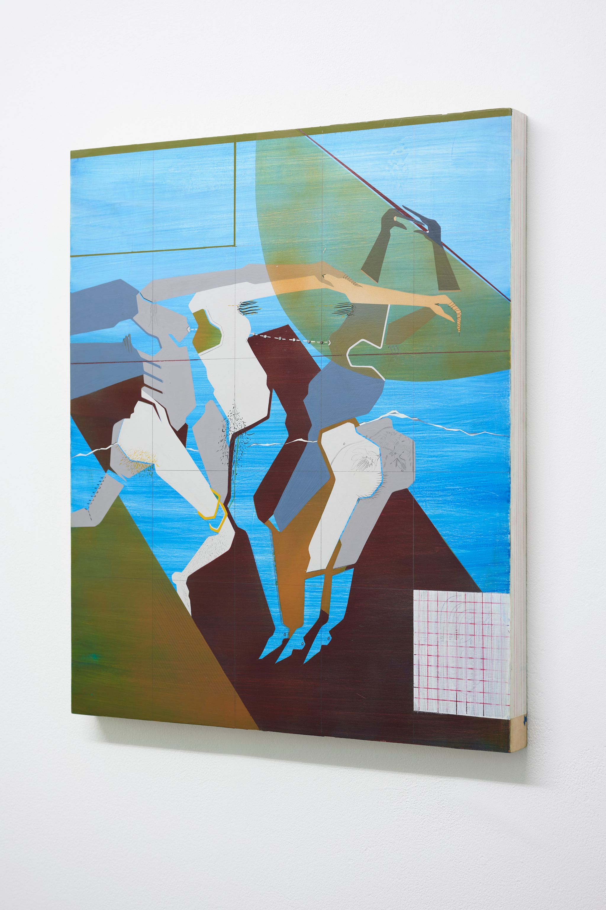 Maryam Hoseini, Twice in Battle, 2018, Acrylic, ink, nails and pencil on wood panel, 61 ⁠× ⁠51 ⁠⁠cm