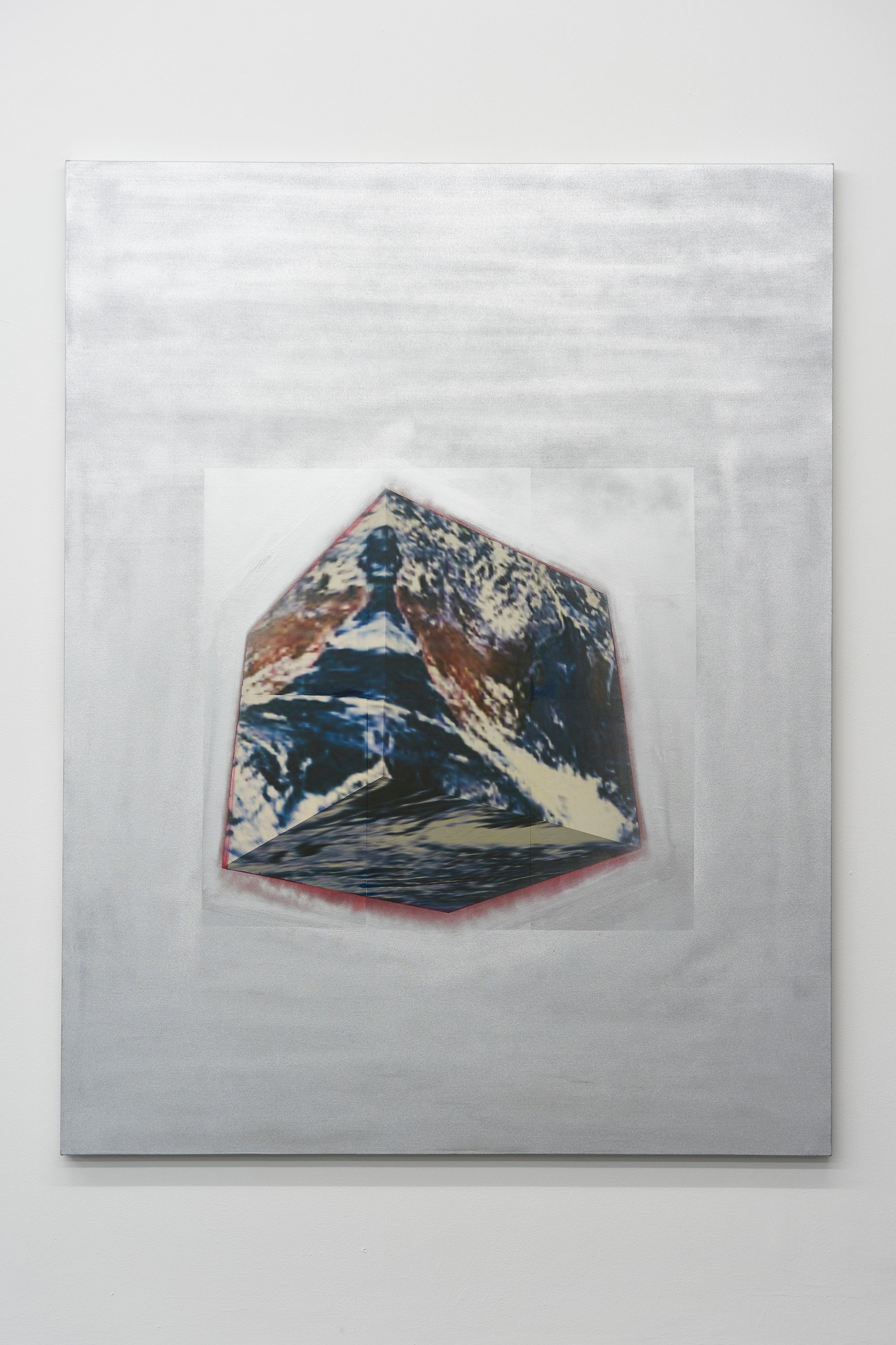 Tobias Spichtig, Die Erde, 2018, Vinyl print, oil and laquer on canvas, 180 ⁠× ⁠140 ⁠⁠cm
