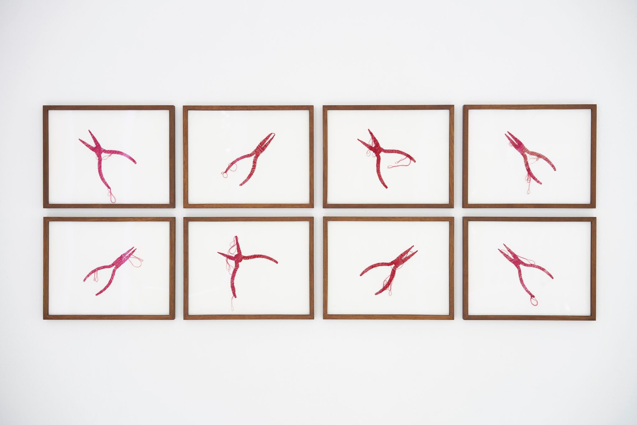 Monica Bonvicini, NeedleKnows, 2012, 8 embroideries on paper, 23.3 ⁠× ⁠29.5 ⁠× ⁠2.5 ⁠⁠cm, (each)