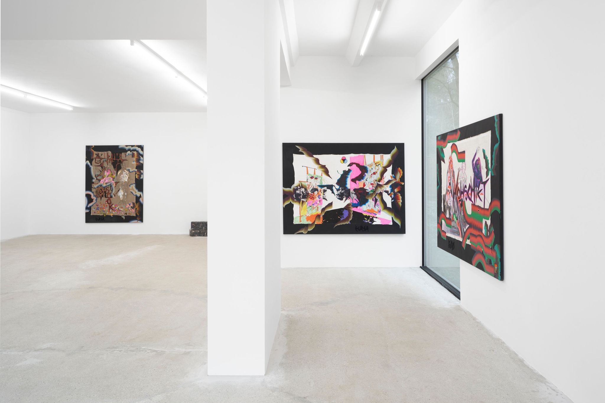 Installation view, KAYA (Kerstin Brätsch & Debo Eilers), HISTORY_HERSTORY, Deborah Schamoni, 2023