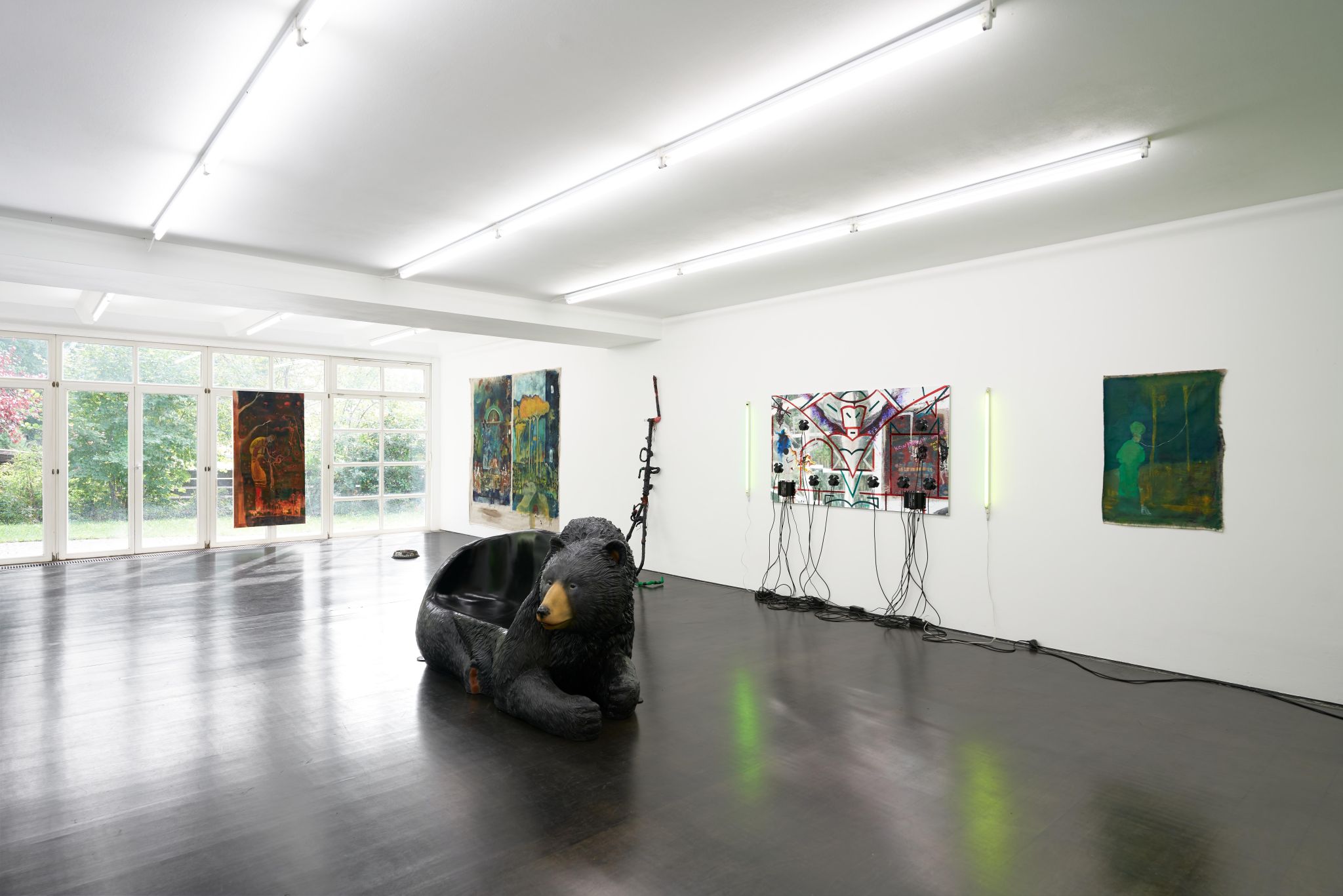 Installation view, Paul Gondry, KAYA (Kerstin Brätsch & Debo Eilers) featuring Nicolas An Xedro, Various Others 2019, Deborah Schamoni, 2019