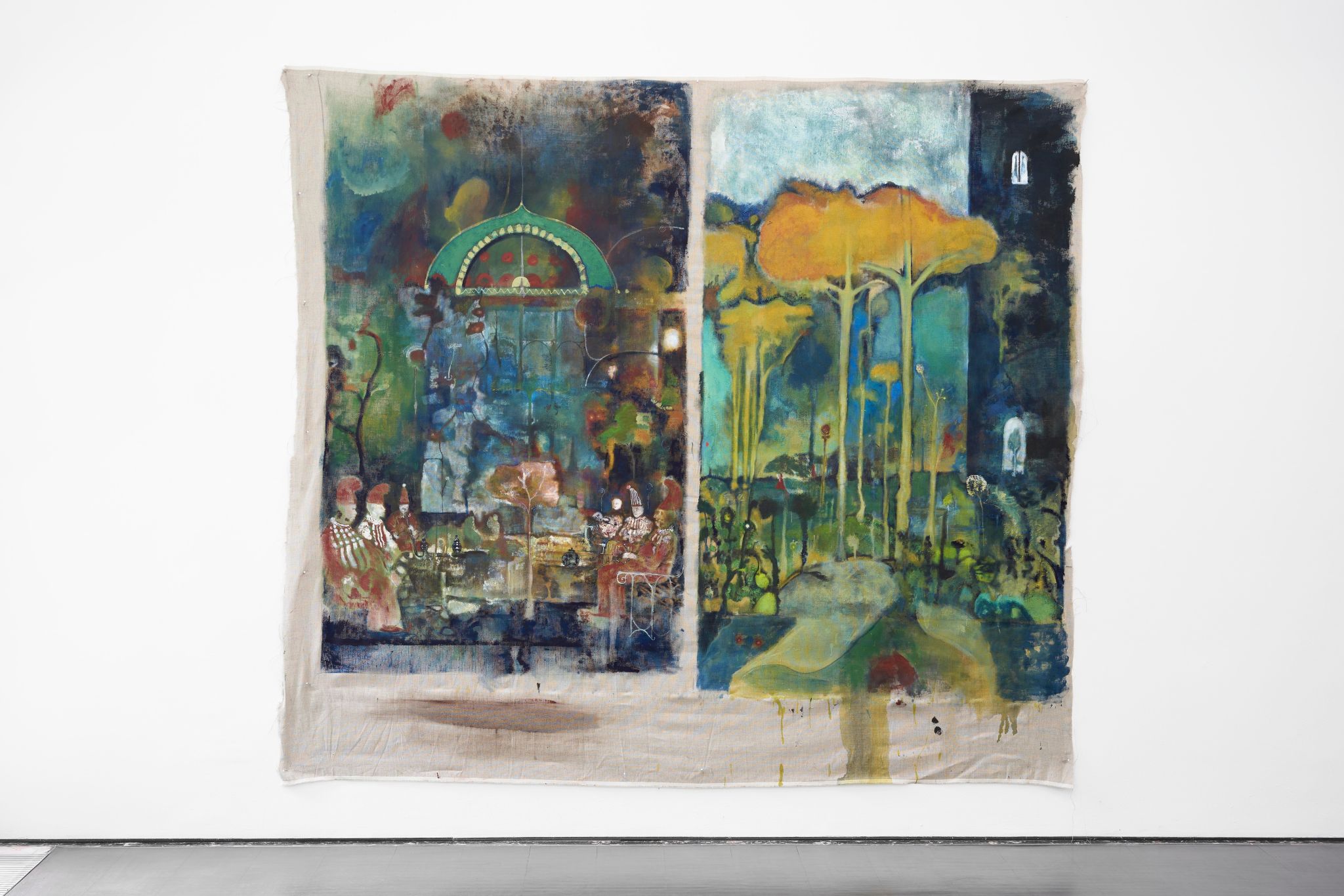 Paul Gondry, Promise Land, 2019, Gouache and pigment on linen, 241 ⁠× ⁠220 ⁠⁠cm
