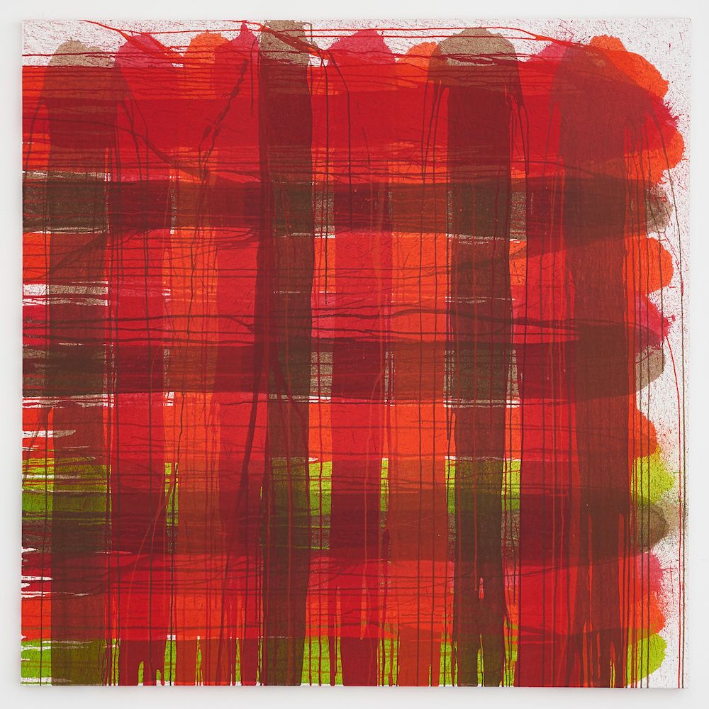 AA Bronson & Keith Boadwee, PLAID #10, 2015, Tempera on canvas, 150 ⁠× ⁠150 ⁠⁠cm