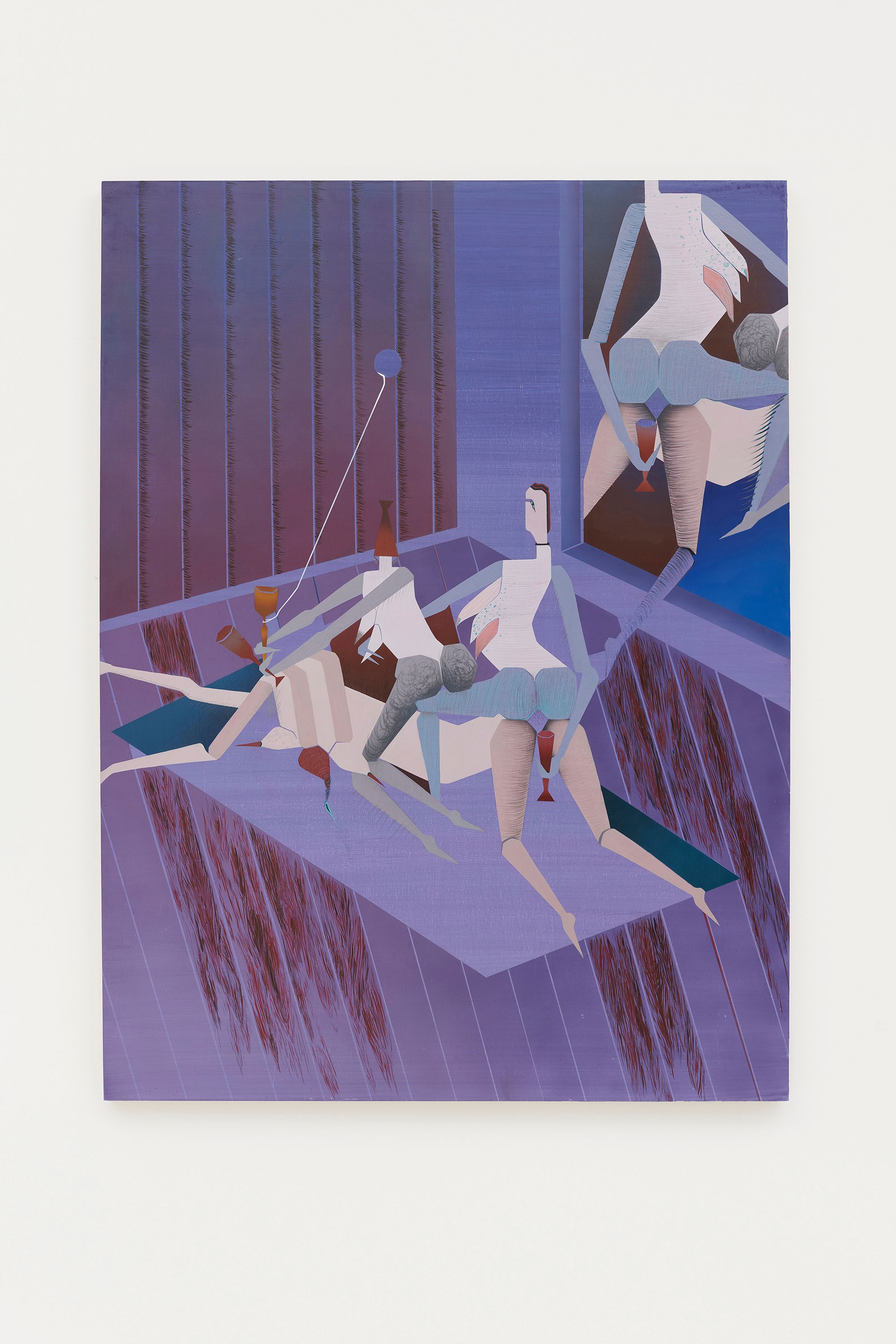 Maryam Hoseini, Evening Trouble, 2021, Acrylic, ink and pencil on wood panel, 101.6 ⁠× ⁠76.2 ⁠⁠cm