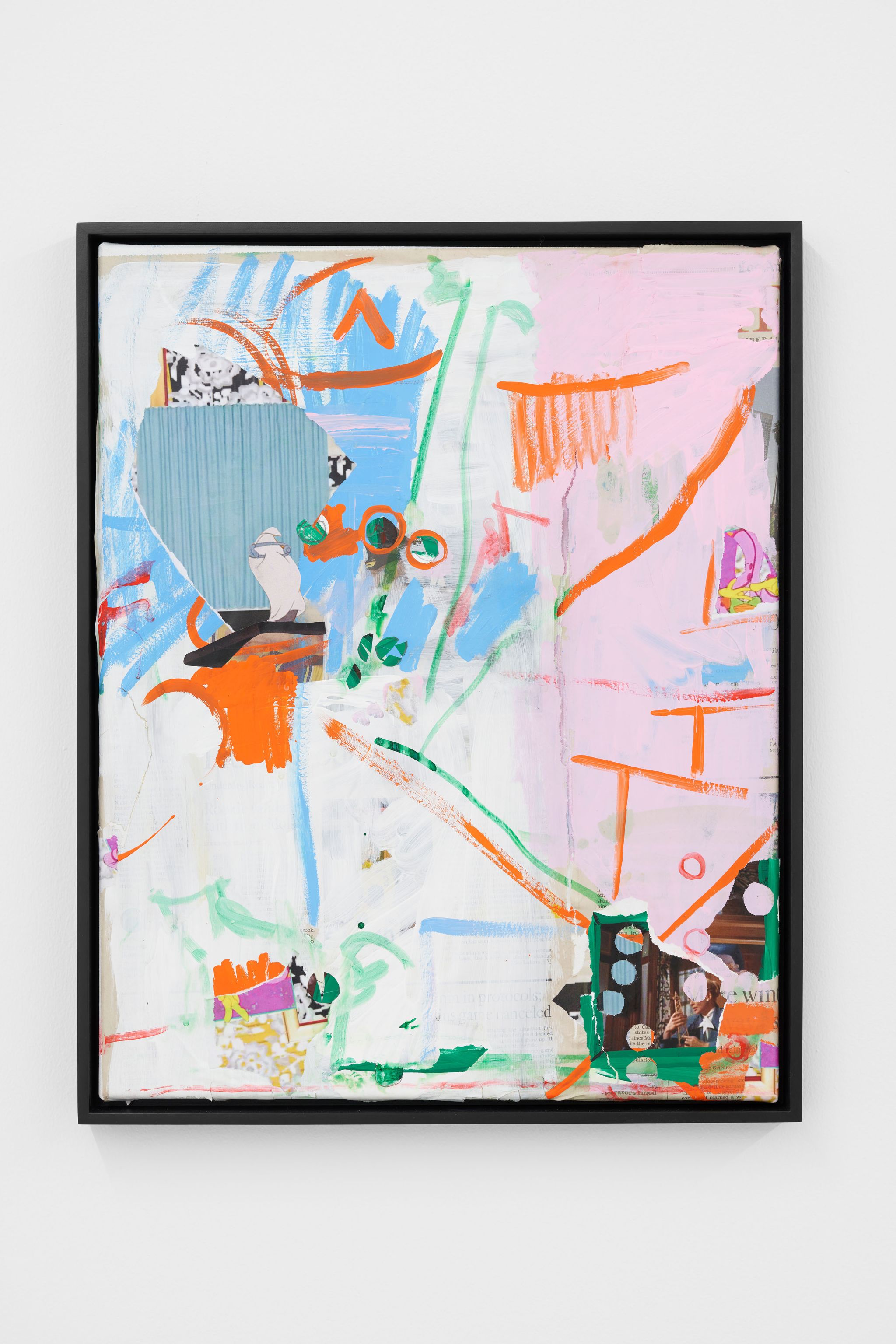 Sarah Szczesny, In protocols;, 2021, Gouache, vinyl paint, and ink on canvas, 54 ⁠× ⁠43.5 ⁠⁠cm