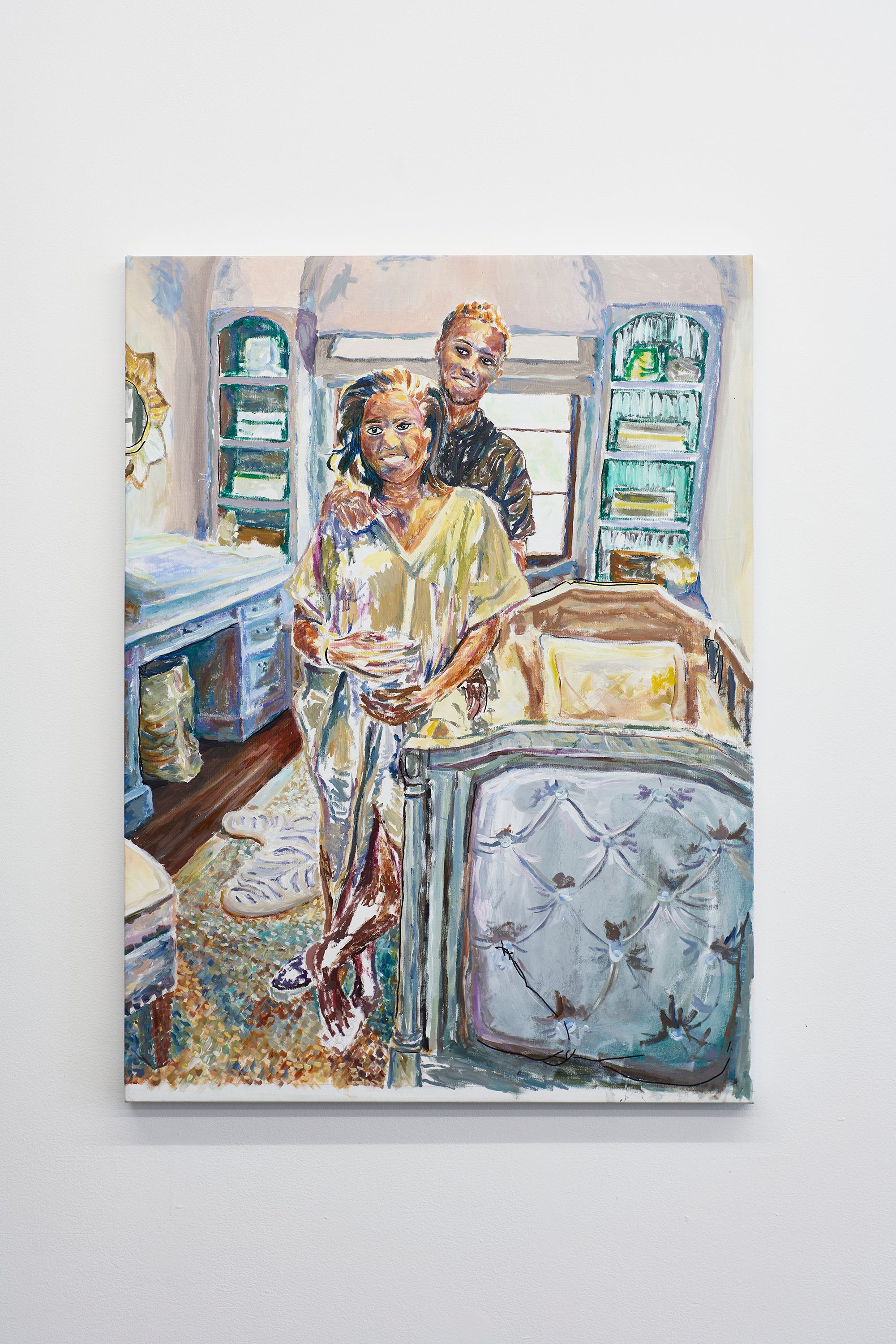 Hamishi Farah, Untitled (Ayesha & Stephen Curry), 2016, Acrylic on linen, 117 ⁠× ⁠86 ⁠⁠cm