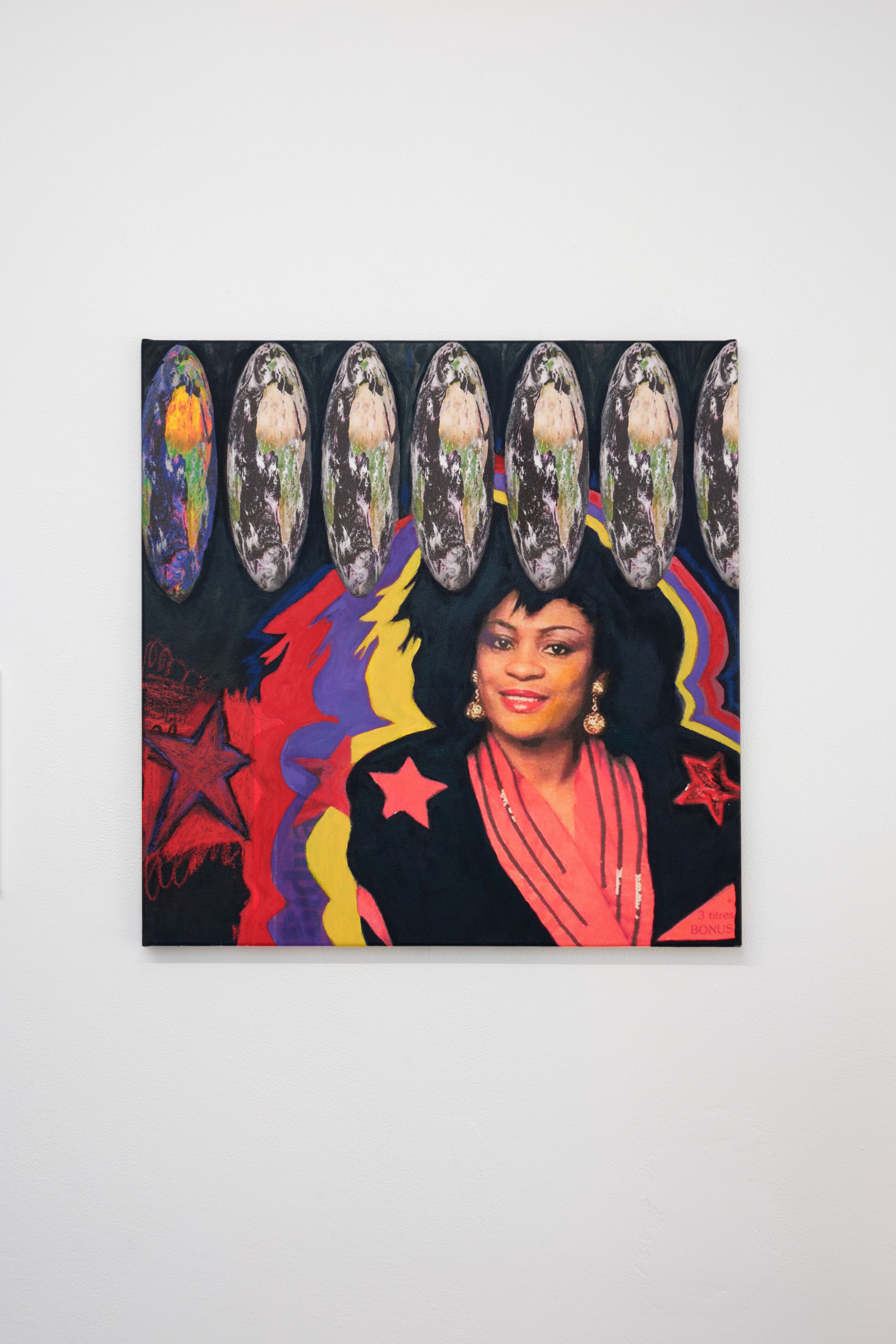 Rashiyah Elanga, Planet Rumba, 2024, Oil paint, ink, and pastel on canvas, 65 ⁠× ⁠65 ⁠⁠cm