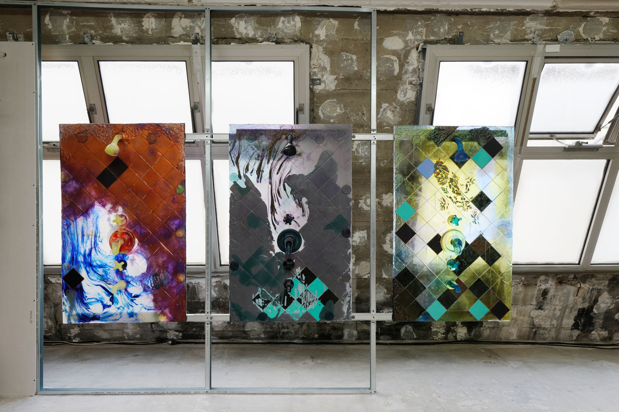 Installation view, KAYA (Kerstin Brätsch & Debo Eilers), Davide Stucchi, Paris Internationale, 2017